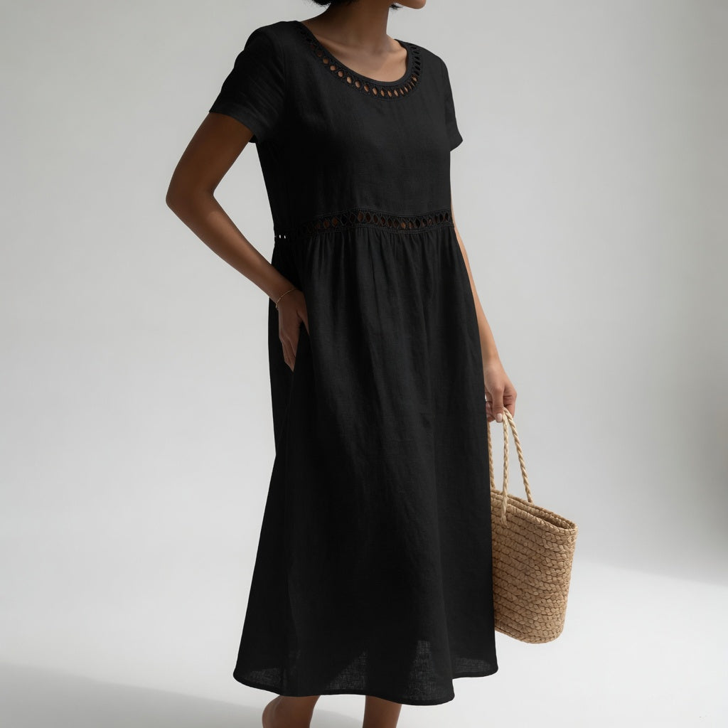 Pernelle — Vestido midi 100% algodón con bordados