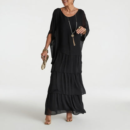 Émeline — Vestido maxi fluido con volantes bohemios