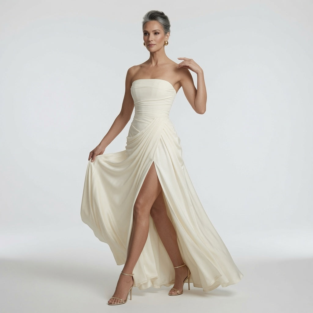 Imériale — Vestido maxi sin mangas con drapeado