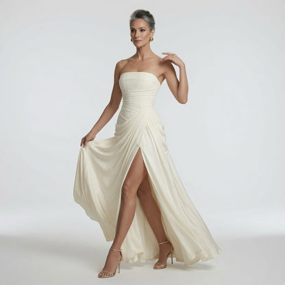 Imériale — Vestido maxi sin mangas con drapeado