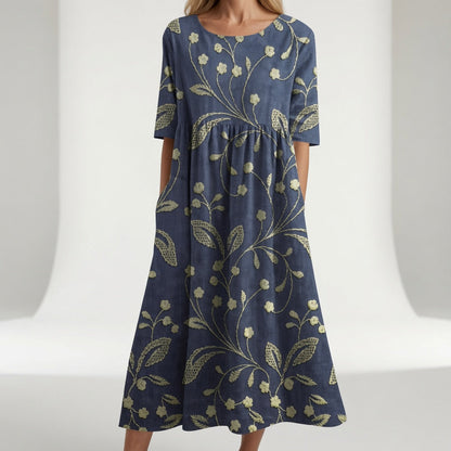 Santorine — Vestido maxi floral con escote en V