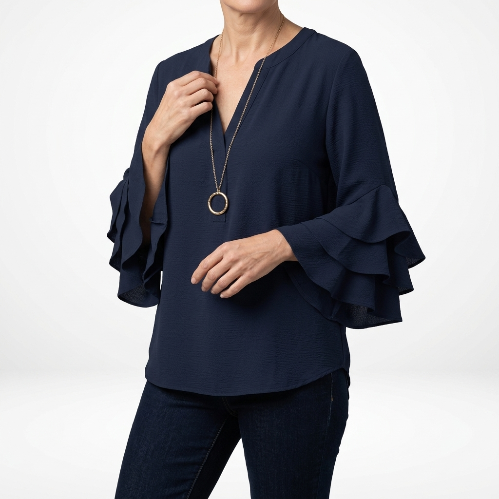 Mélorisse — Blusa fluida con mangas volantes elegantes
