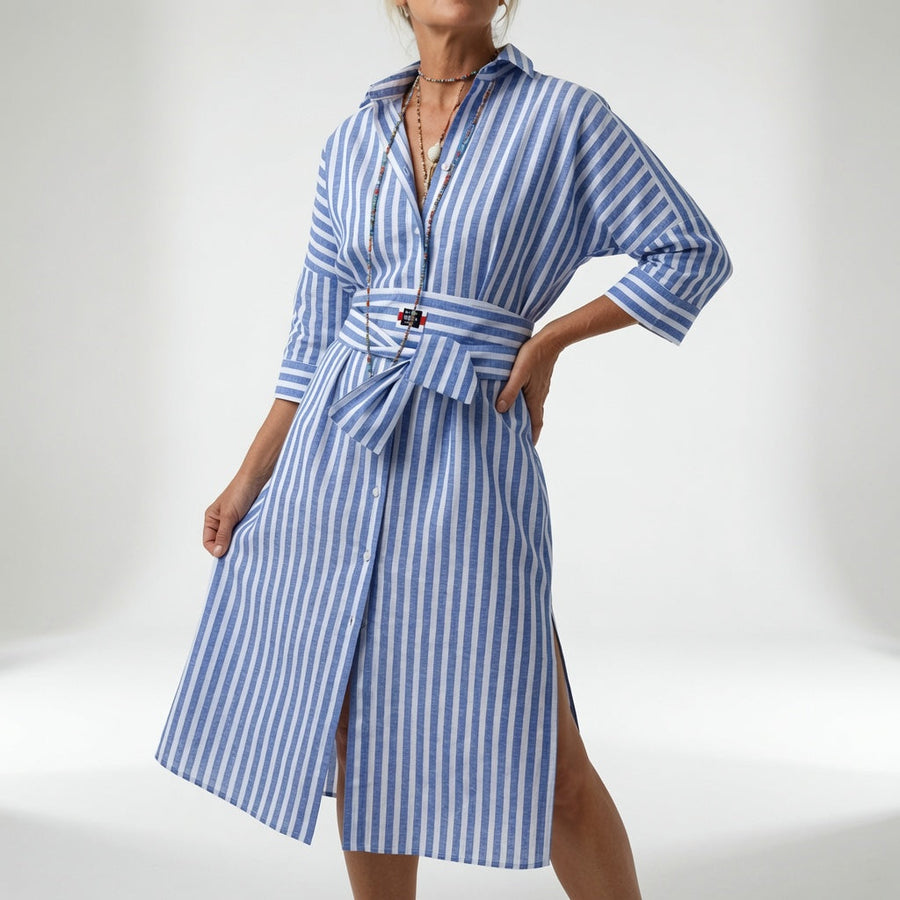 Linévora — Vestido camisero de rayas elegante