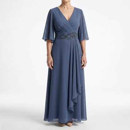 Éloïsine — Vestido largo cruzado con mangas de mariposa