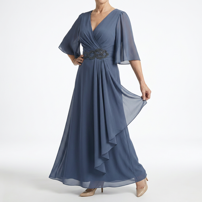 Éloïsine — Vestido largo cruzado con mangas de mariposa
