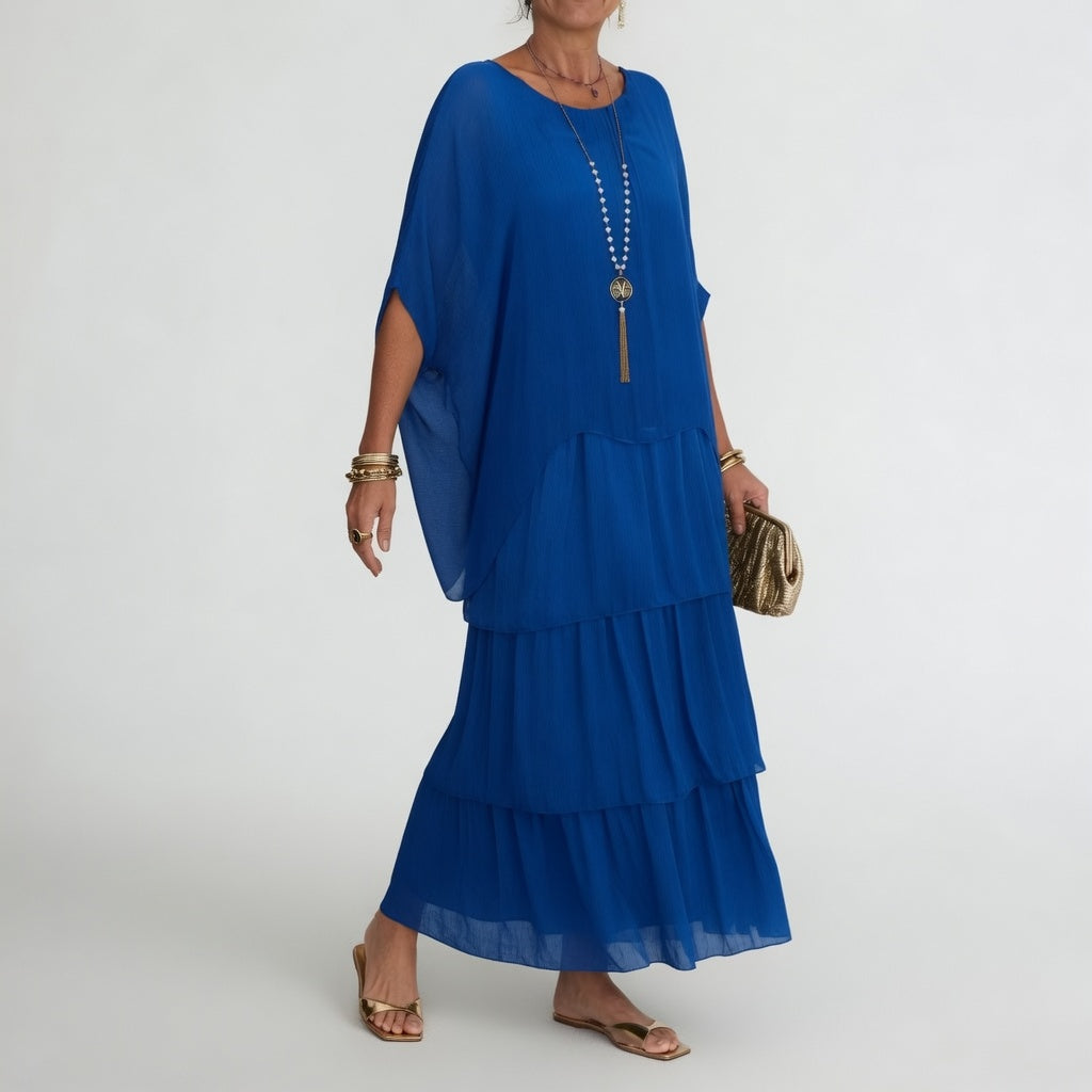 Émeline — Vestido maxi fluido con volantes bohemios
