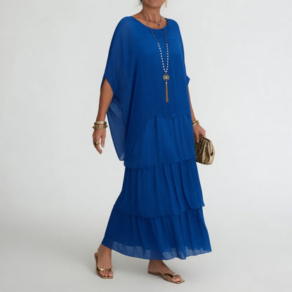 Émeline — Vestido maxi fluido con volantes bohemios