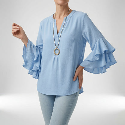 Mélorisse — Blusa fluida con mangas volantes elegantes