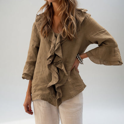 Apolline — Blusa fluida con cuello volante elegante