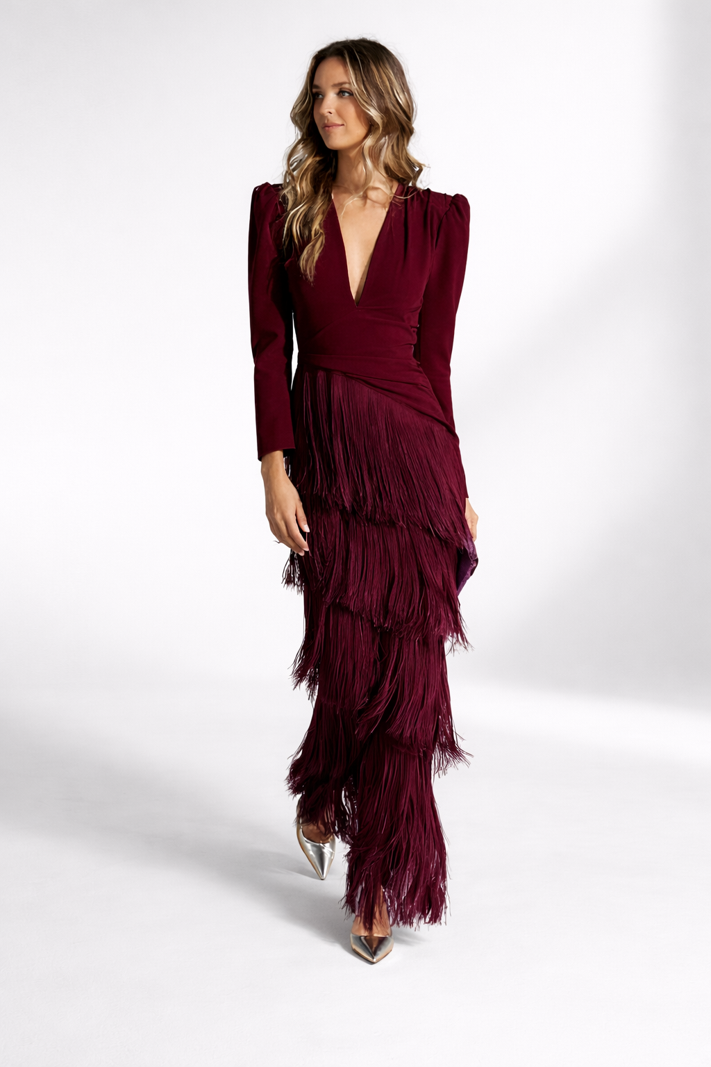 Valériane — Vestido midi con flecos elegante