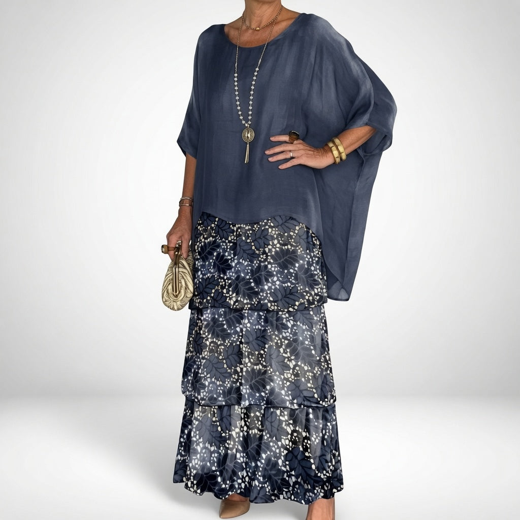 Émeline — Vestido maxi fluido con volantes bohemios