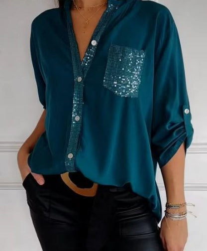 Marina — Top elegante con detalles brillantes