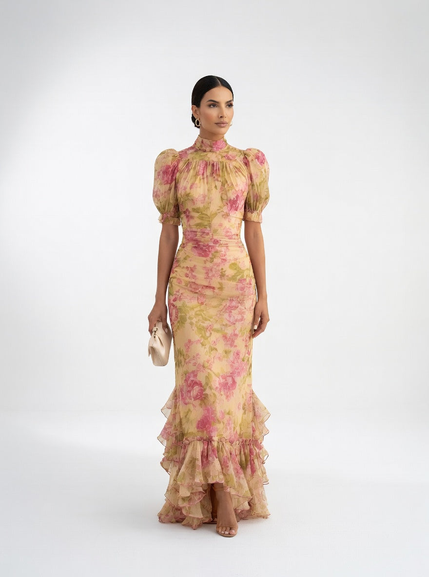 Roséliane — Vestido largo floral romántico