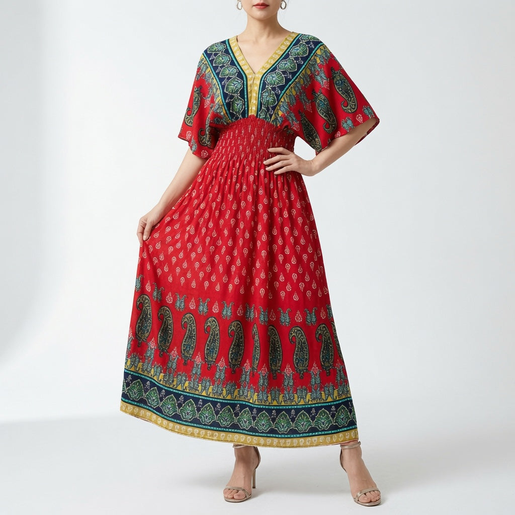 Orientale — Vestido maxi bohemio con estampado étnico