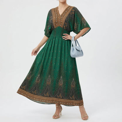 Orientale — Vestido maxi bohemio con estampado étnico