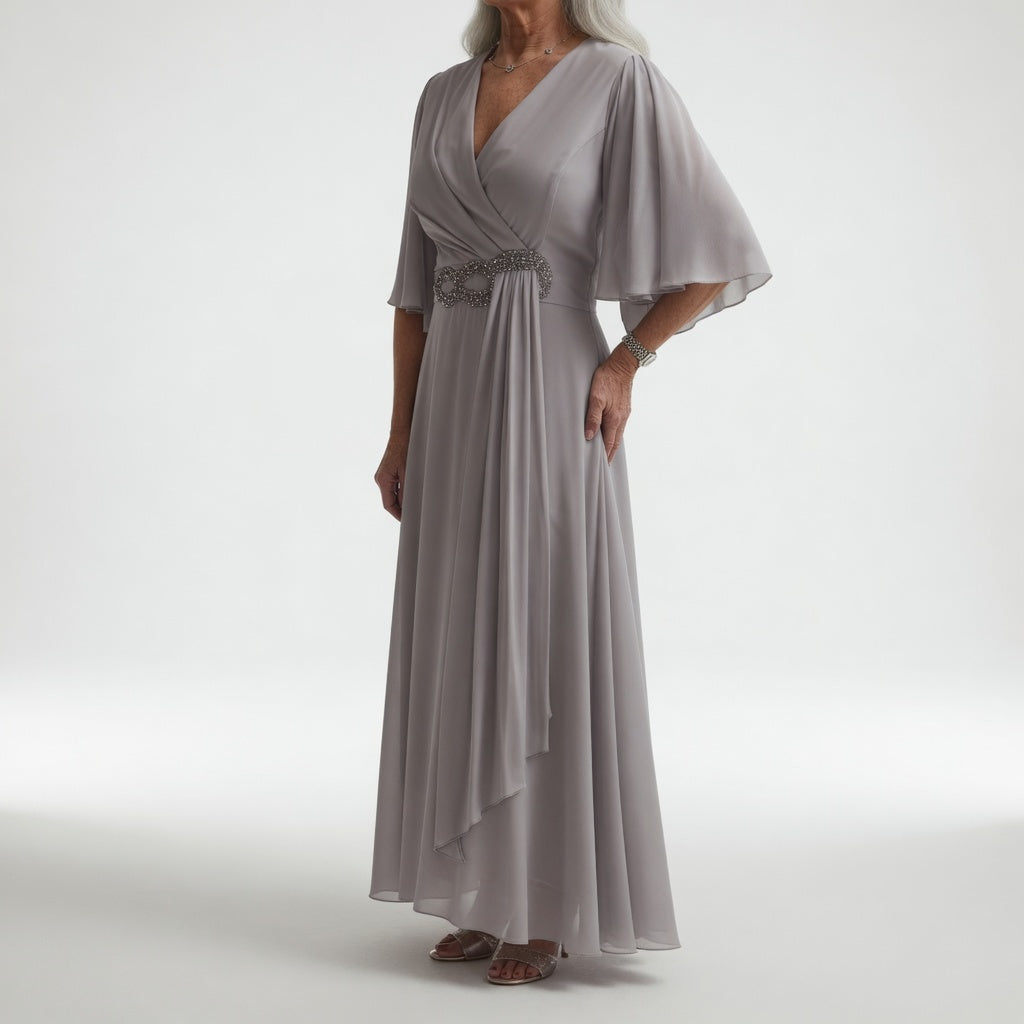 Éloïsine — Vestido largo cruzado con mangas de mariposa