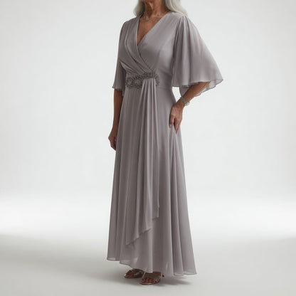 Éloïsine — Vestido largo cruzado con mangas de mariposa