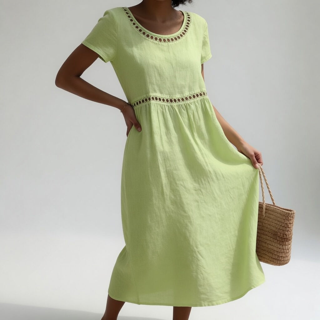 Pernelle — Vestido midi 100% algodón con bordados