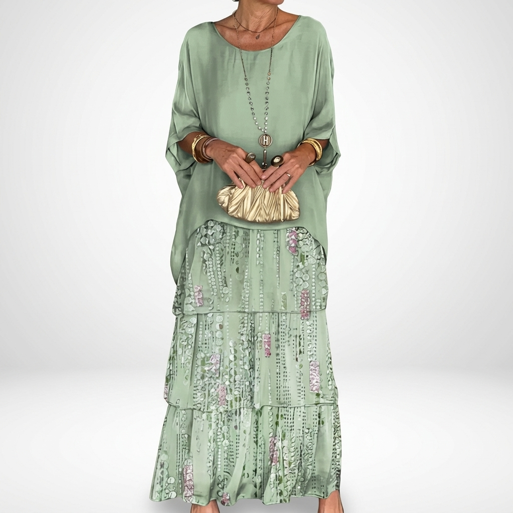 Émeline — Vestido maxi fluido con volantes bohemios
