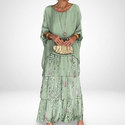 Émeline — Vestido maxi fluido con volantes bohemios
