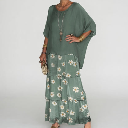 Émeline — Vestido maxi fluido con volantes bohemios