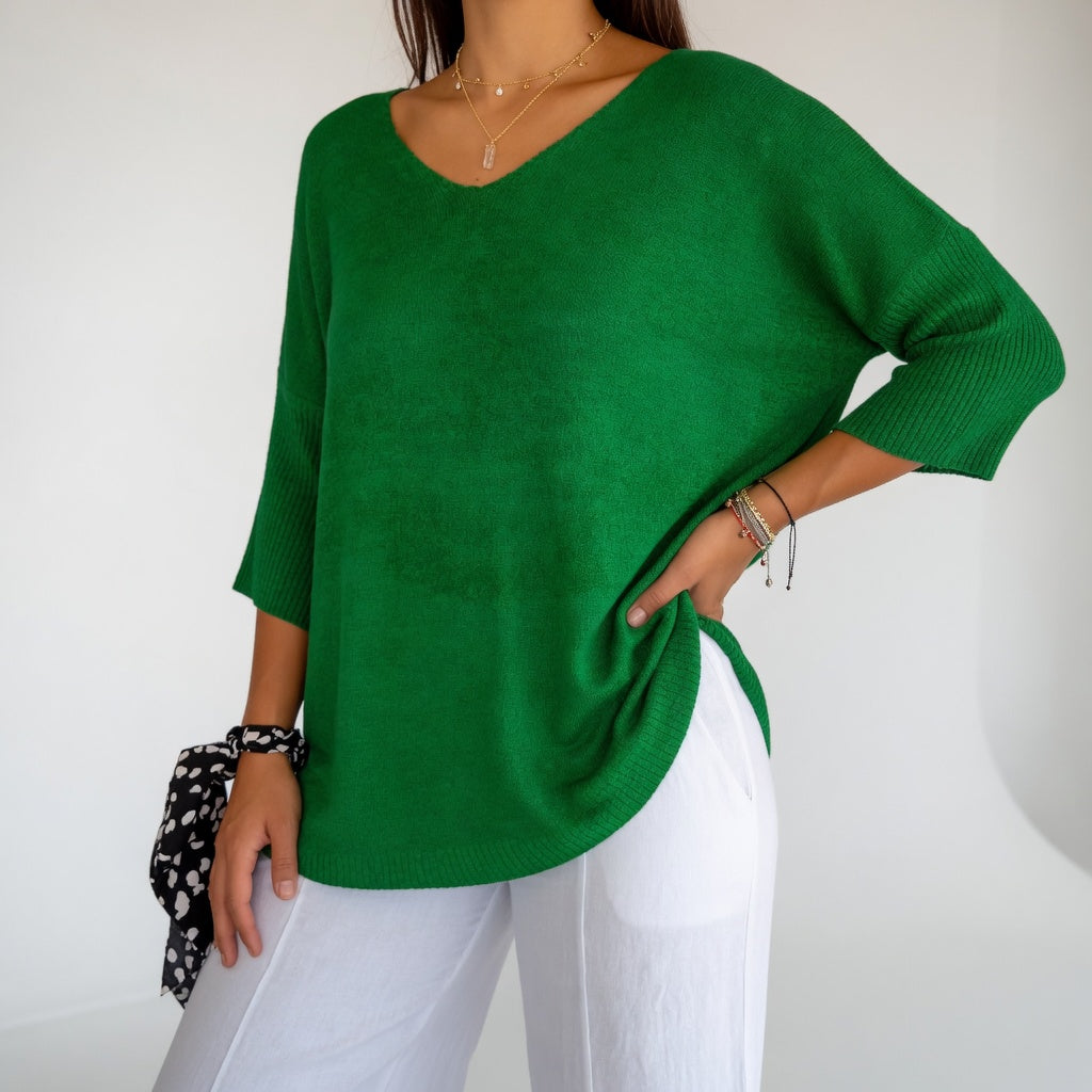 Lyséline — Jersey fluido de corte V elegante