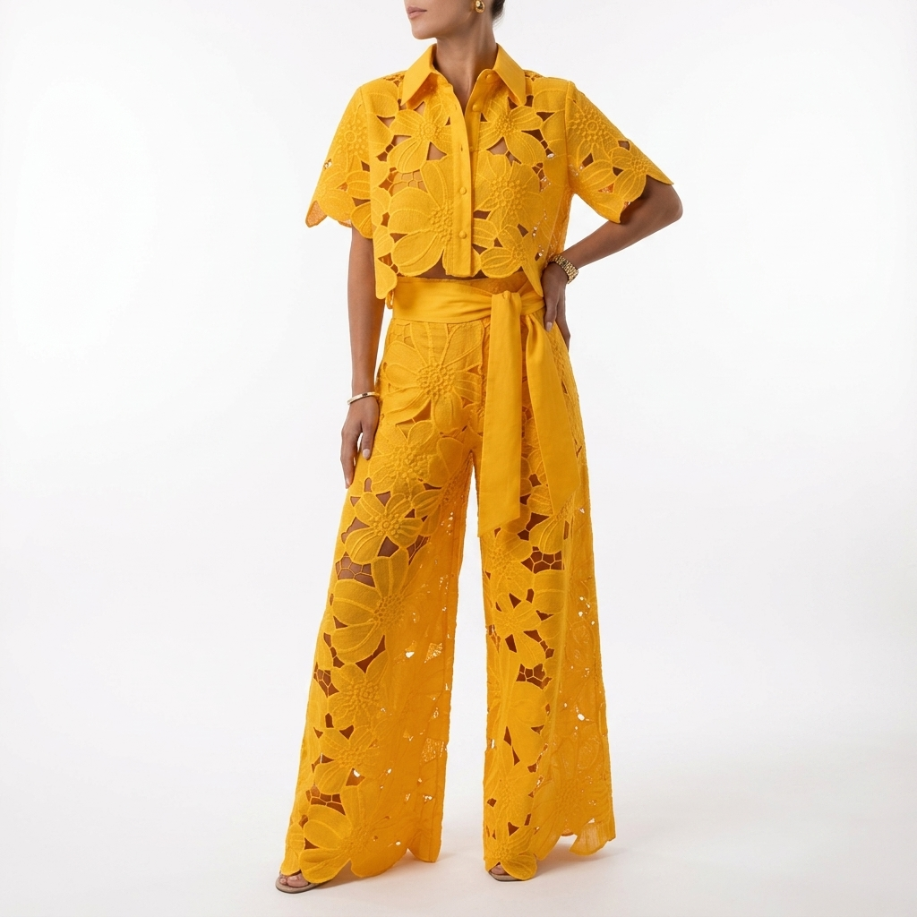 Solémira — Conjunto bordado fluido elegante