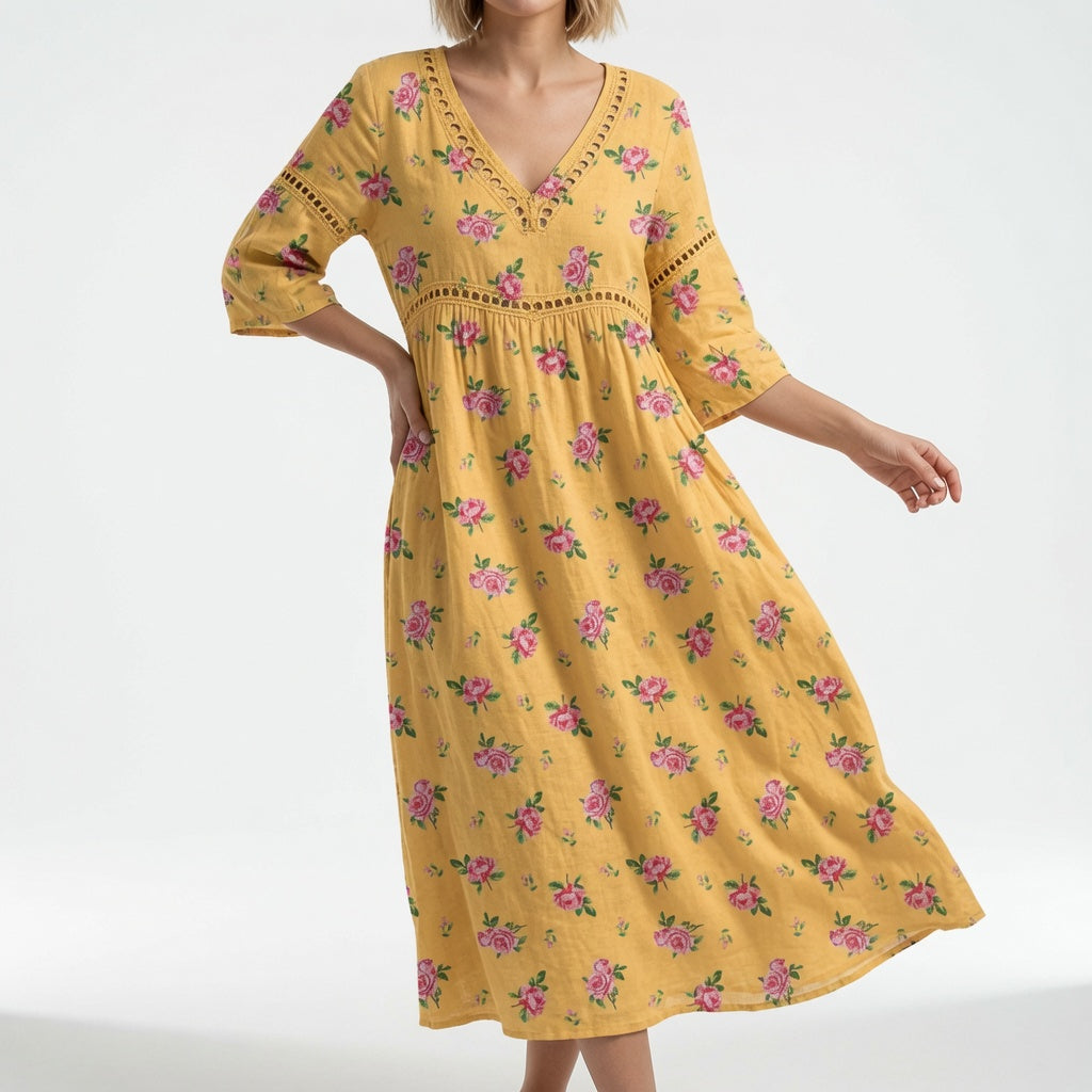 Maricella — Vestido floral fluido elegante