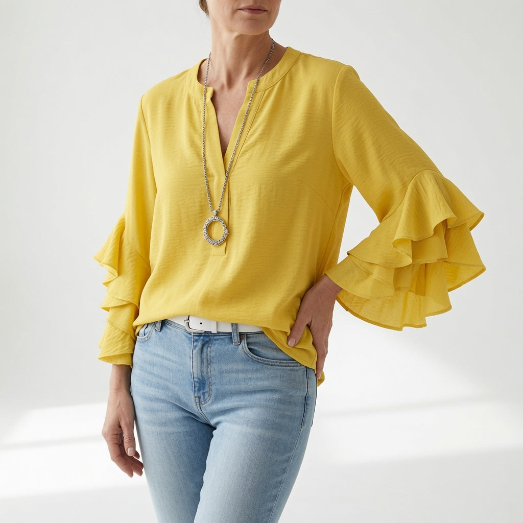 Mélorisse — Blusa fluida con mangas volantes elegantes