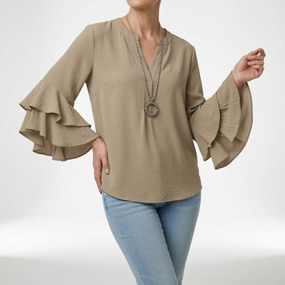 Mélorisse — Blusa fluida con mangas volantes elegantes