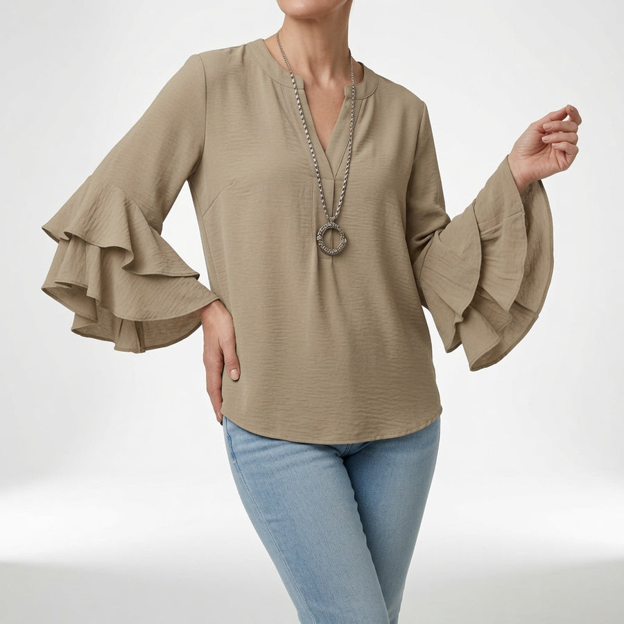 Mélorisse — Blusa fluida con mangas volantes elegantes