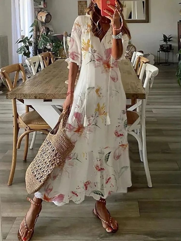 Élodie — Vestido maxi floral de terciopelo elegante