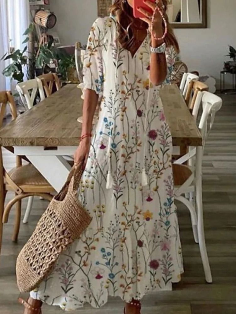 Élodie — Vestido maxi floral de terciopelo elegante