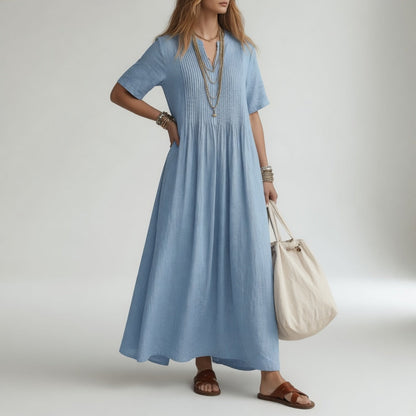 Pélagie — Vestido largo de algodón con cuello V