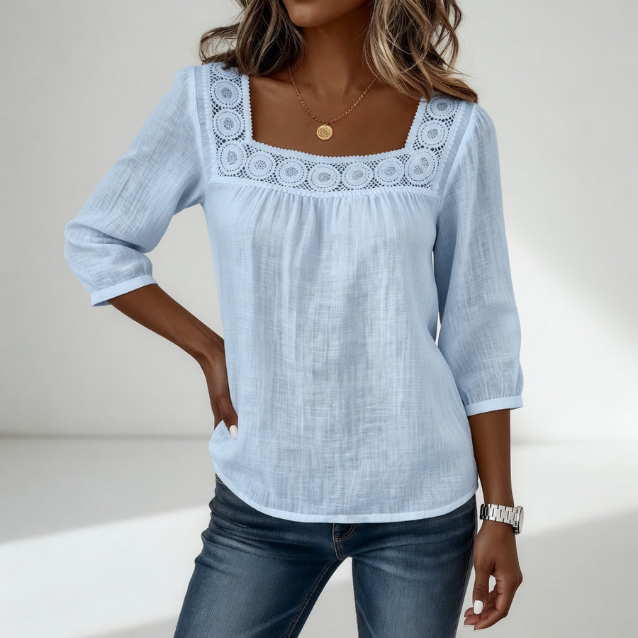 Célindre — Blusa de encaje con cuello cuadrado