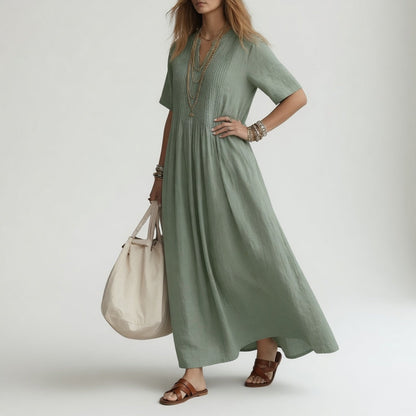 Pélagie — Vestido largo de algodón con cuello V