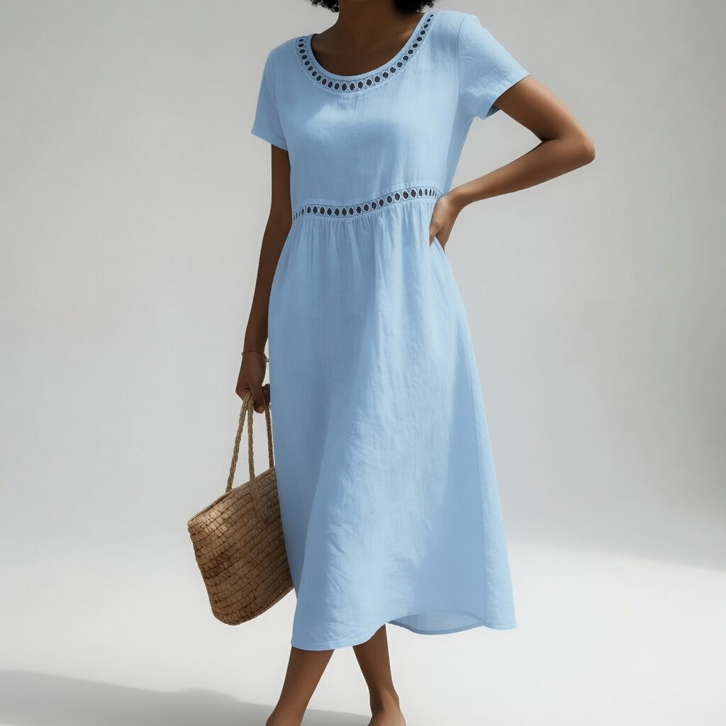 Pernelle — Vestido midi 100% algodón con bordados