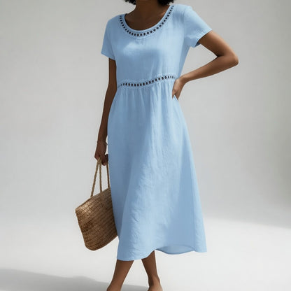 Pernelle — Vestido midi 100% algodón con bordados