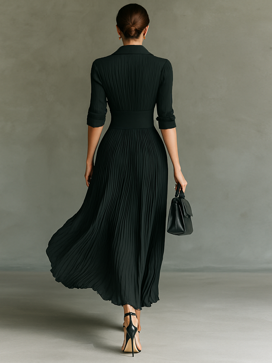 Valérie — Vestido plisado elegante con cintura estructurada