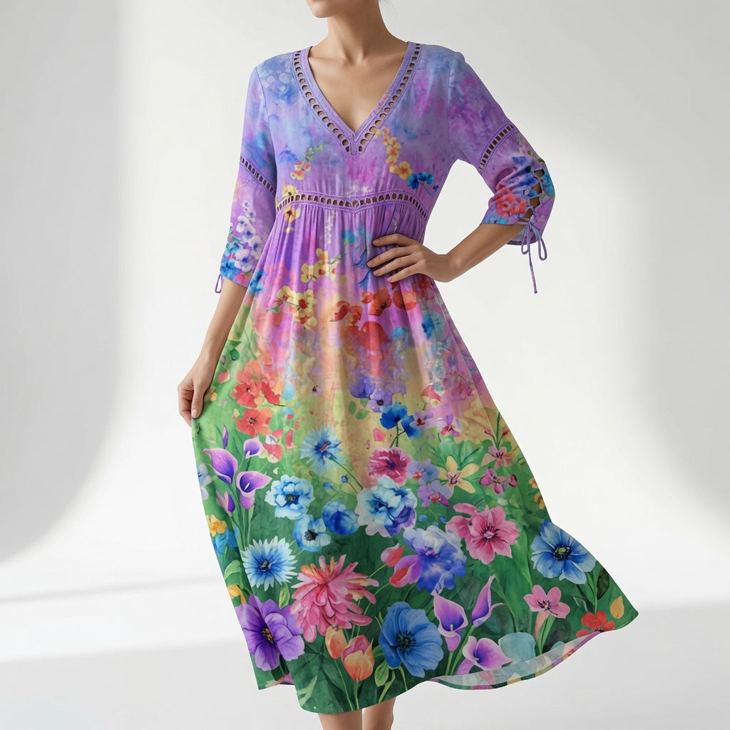Maricella — Vestido floral fluido elegante