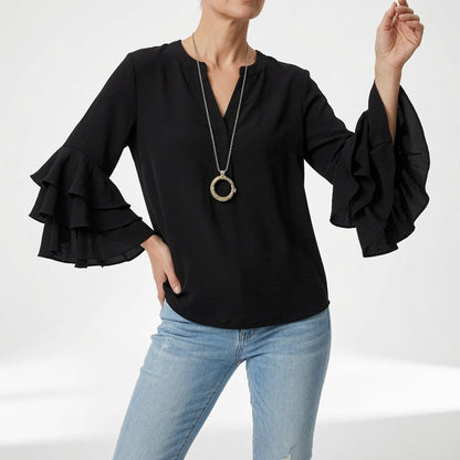 Mélorisse — Blusa fluida con mangas volantes elegantes