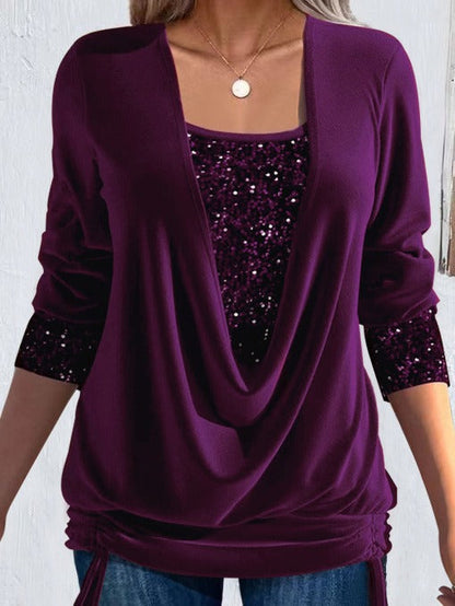 Valentine — Blusa larga elegante con efecto superpuesto
