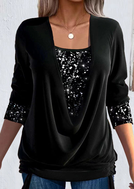Valentine — Blusa larga elegante con efecto superpuesto