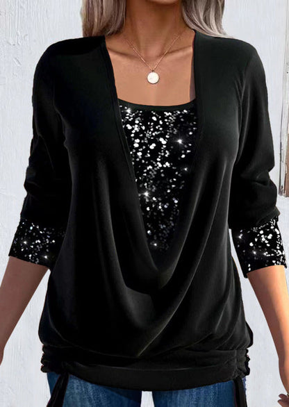 Valentine — Blusa larga elegante con efecto superpuesto
