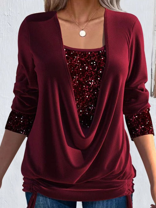 Valentine — Blusa larga elegante con efecto superpuesto