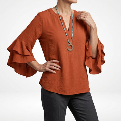Mélorisse — Blusa fluida con mangas volantes elegantes