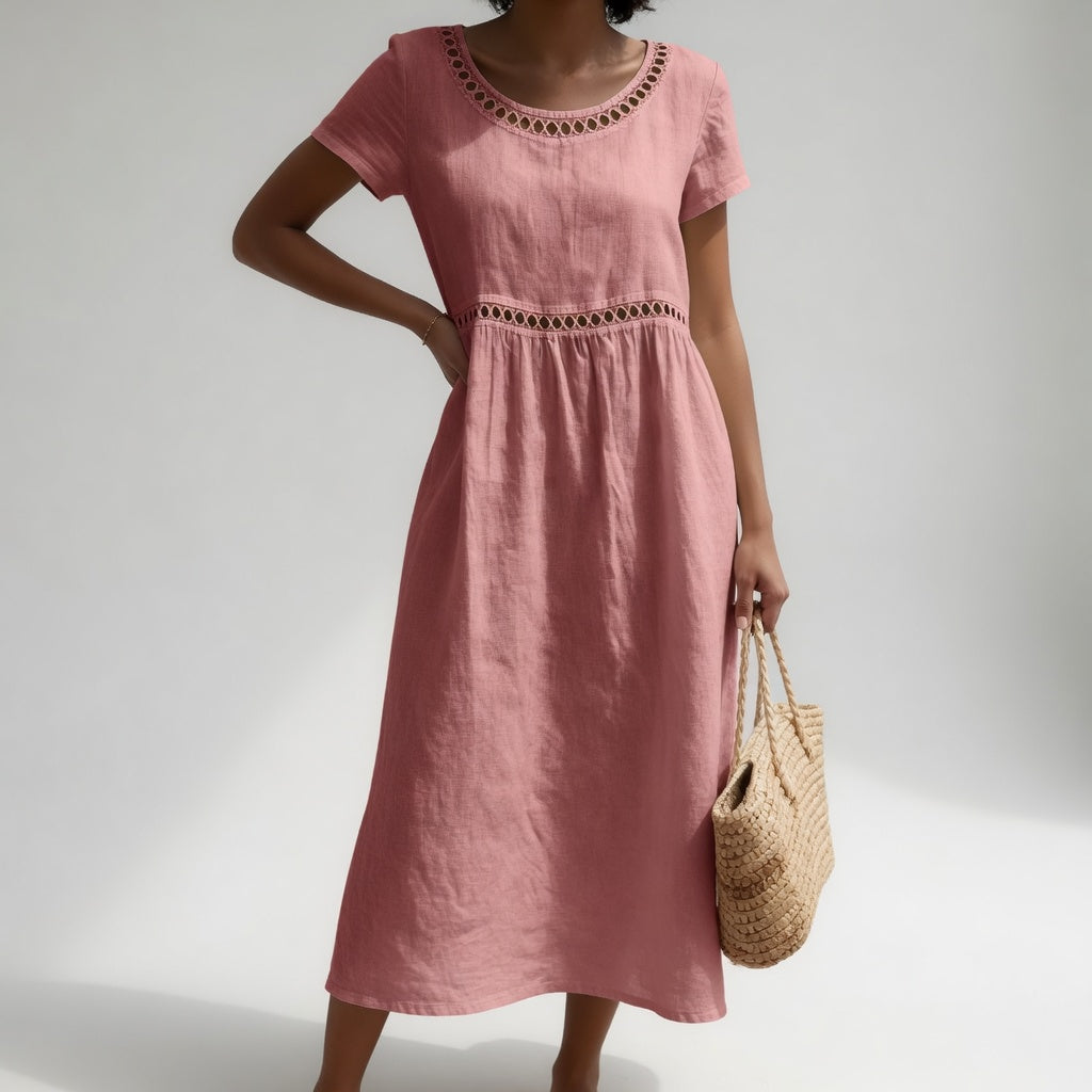 Pernelle — Vestido midi 100% algodón con bordados