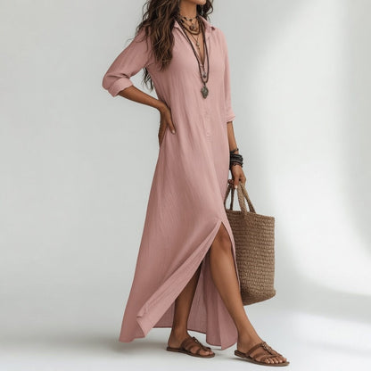 Violaine — Vestido largo tipo camisa bohemio