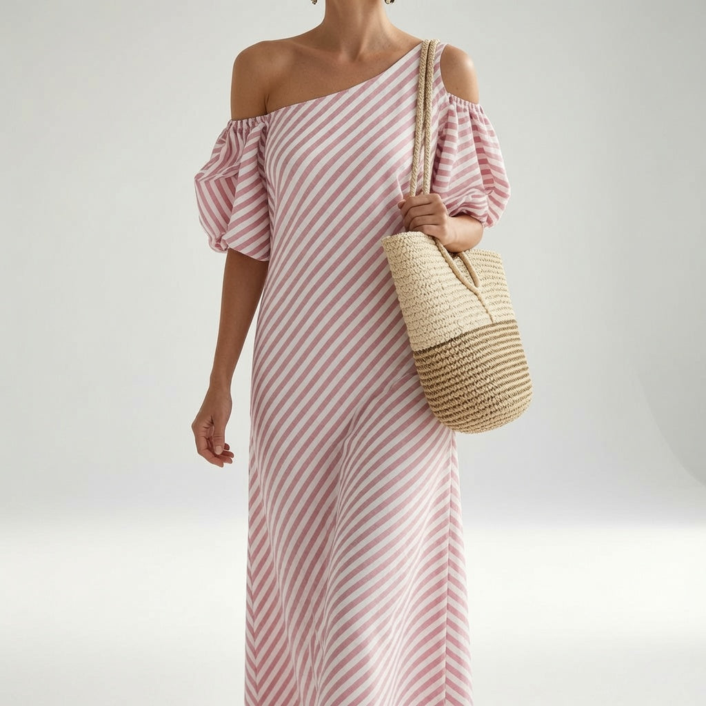Soléa — Vestido de hombros al aire elegante