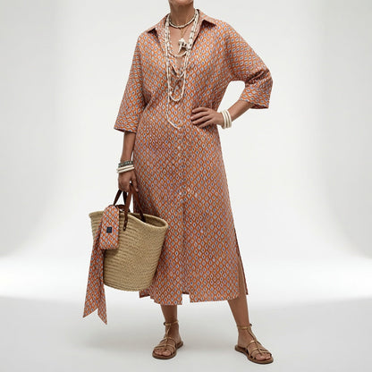 Linévora — Vestido camisero de rayas elegante